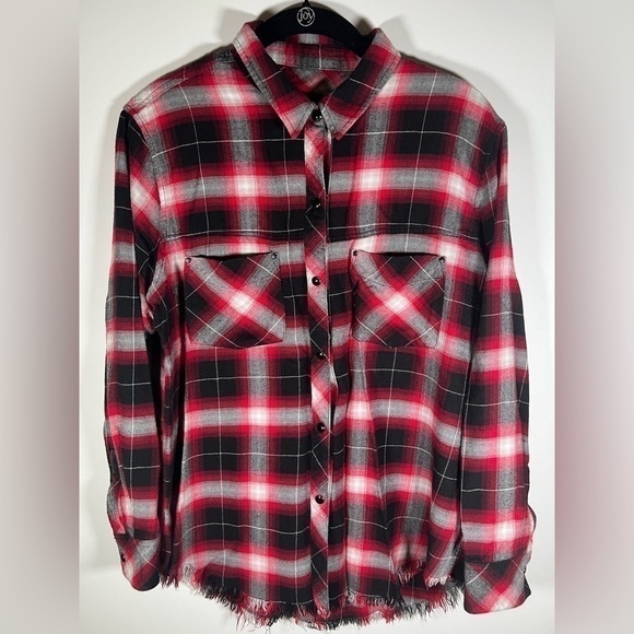 Rails Tops - Rails LEO red black gray plaid flannel shirt sz S western festival grunge